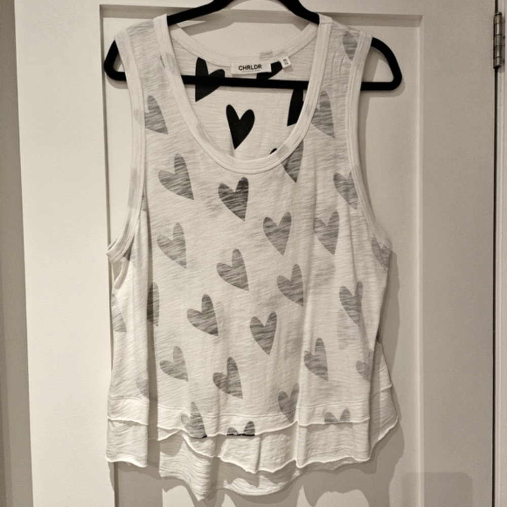 White Heart Print Women's Tank Top